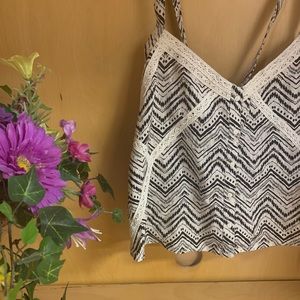 Black and white tank with lace outline